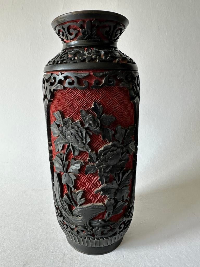 Antiek Chinese Cinnabar vaas 1920, Ophalen of Verzenden