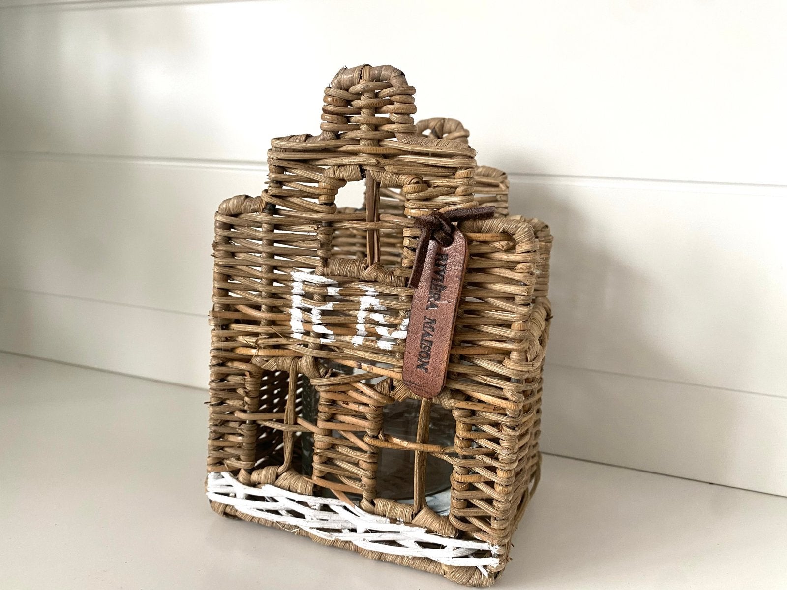 Riviera Maison Huisje Rotan Waxinelichthouder, Ophalen of Verzenden, Natuurlijk materiaal, Bruin, Landelijk