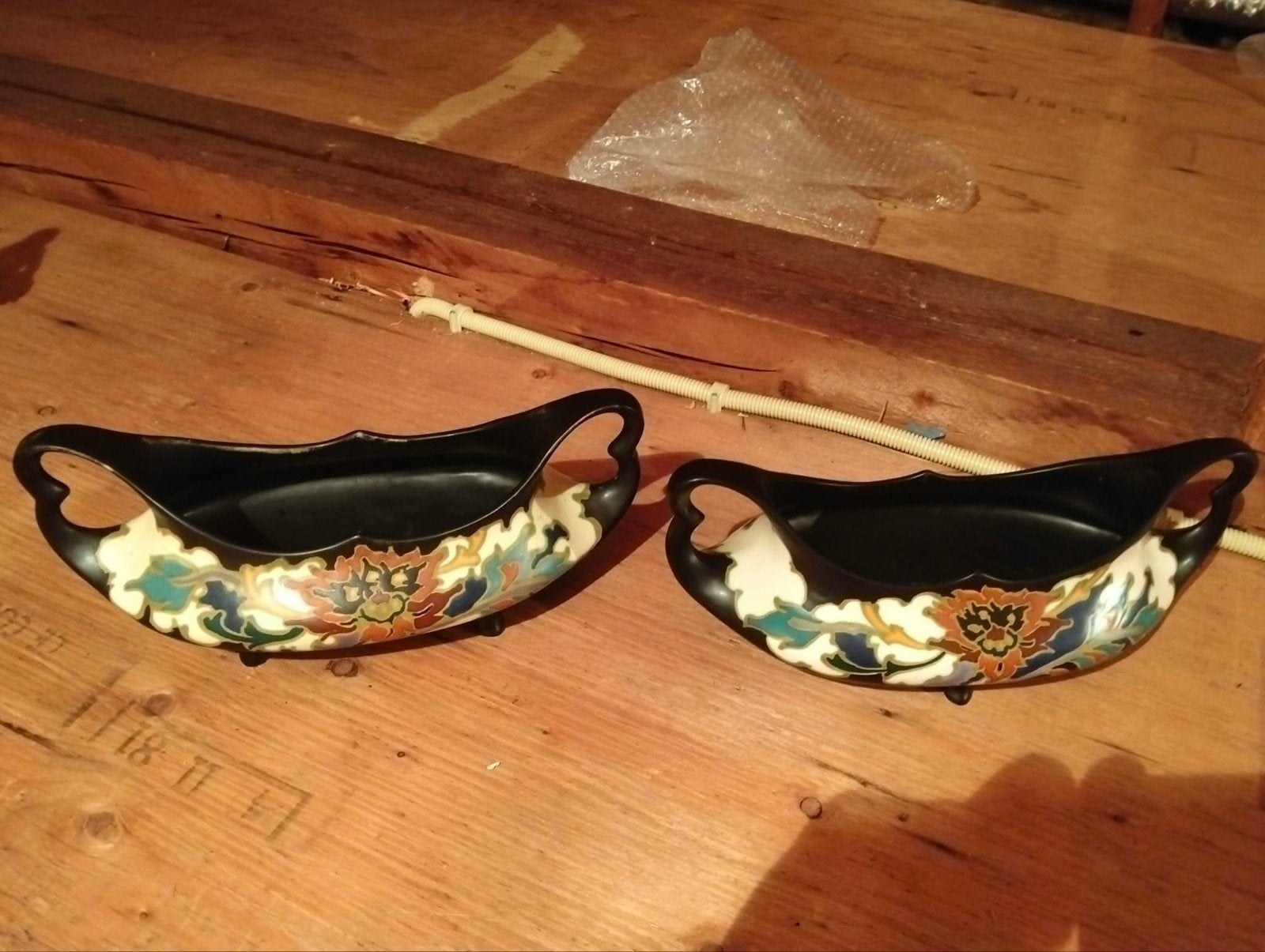 Set van 2 vintage bloempotten met handvatten, Antiek en Kunst, Ophalen of Verzenden