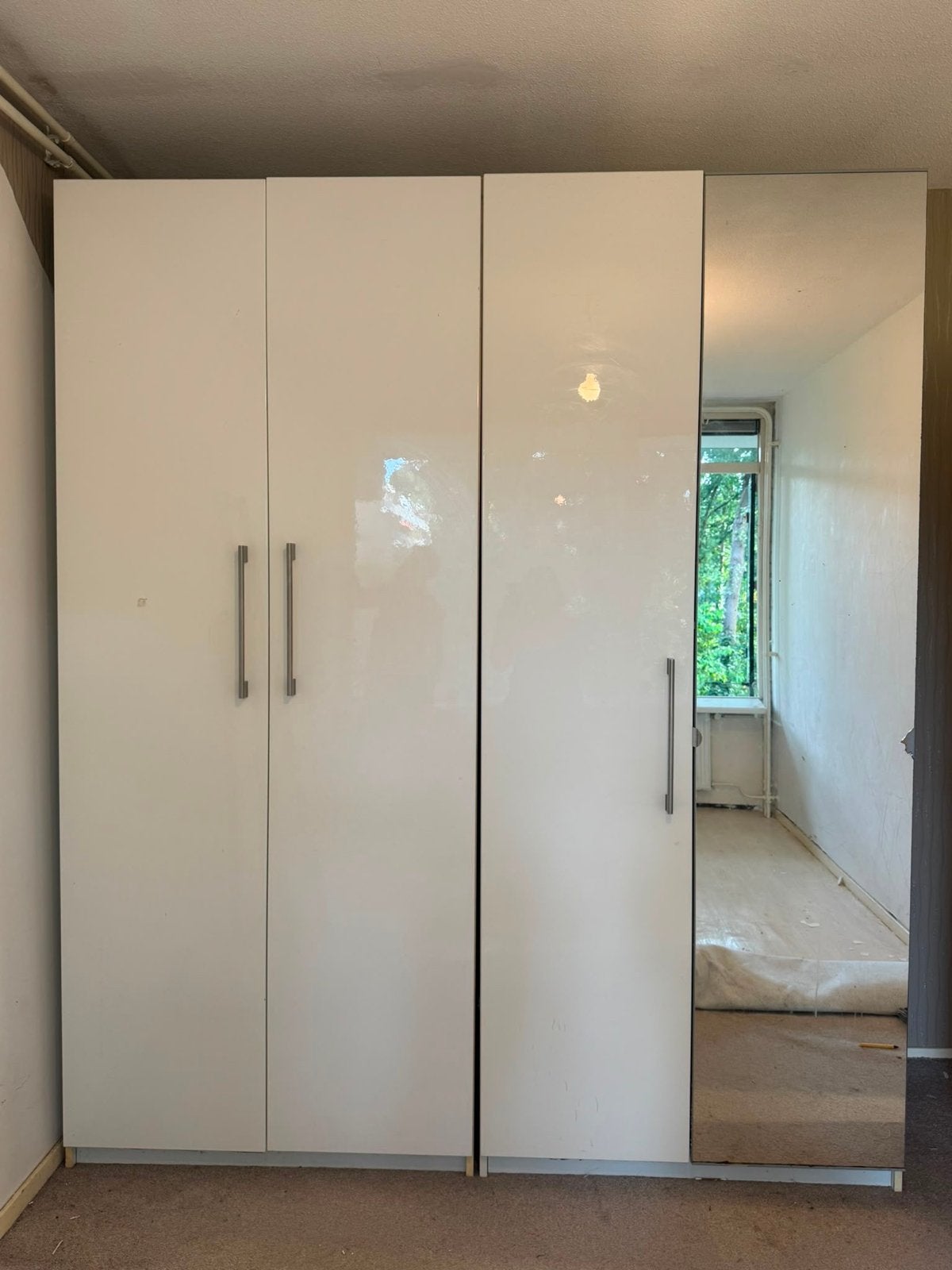 Ikea Malm kledingkast met spiegeldeur, Overige materialen, Gebruikt, 100 tot 150 cm, 200 cm of meer
