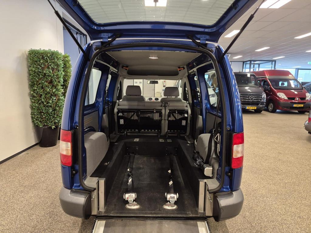 Volkswagen Caddy Maxi Rolstoelauto 5+1 85cm breed / 150cm la, Voorwielaandrijving, 12 maanden, Stof, Gebruikt