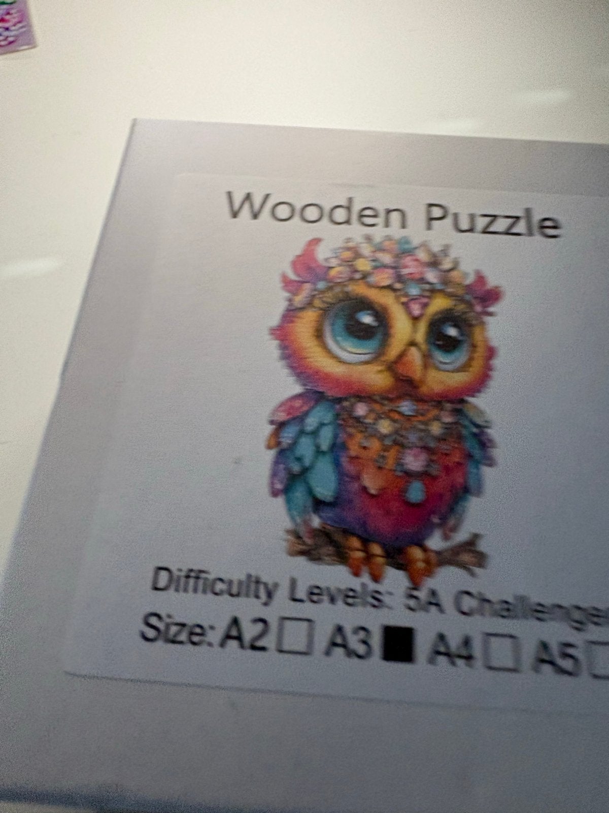 Houten Uil Puzzel - A3 Formaat, Ophalen of Verzenden, Minder dan 500 stukjes, Nieuw, Legpuzzel