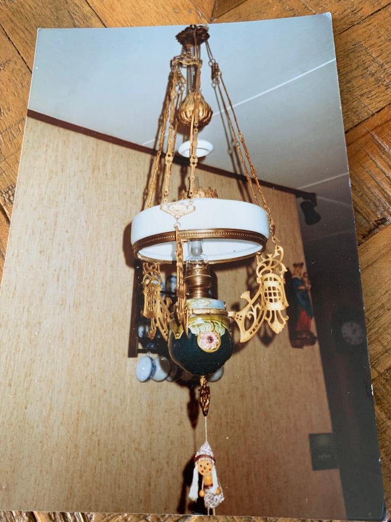 olielamp, Huis en Inrichting, Lampen | Hanglampen, Ophalen of Verzenden, Gebruikt, 50 tot 75 cm