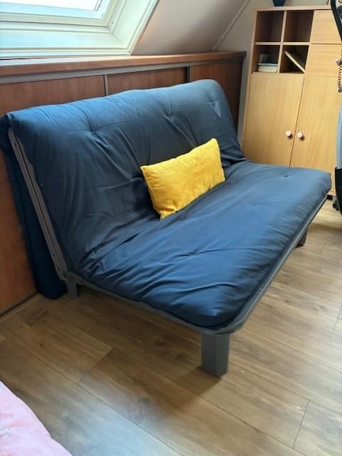 slaapbank 2 persoons, Ophalen, Gebruikt, Blauw, Tweepersoons