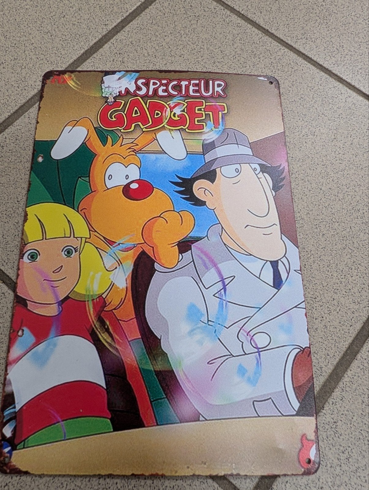 Wandbord Metaal Inspector Gadget 30x20cm Vintage Look, Ophalen of Verzenden, Nieuw, Metaal, Vintage