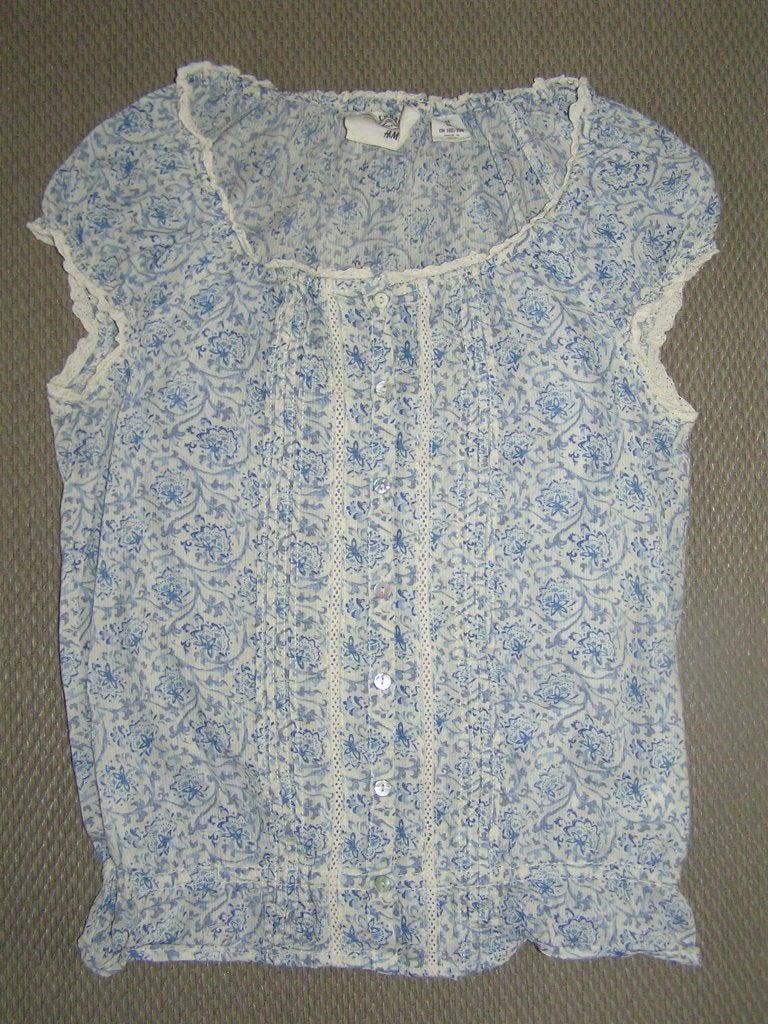 Lief gebloemde blouse maat 34., H&M, Blauw, Nieuw, Ophalen of Verzenden