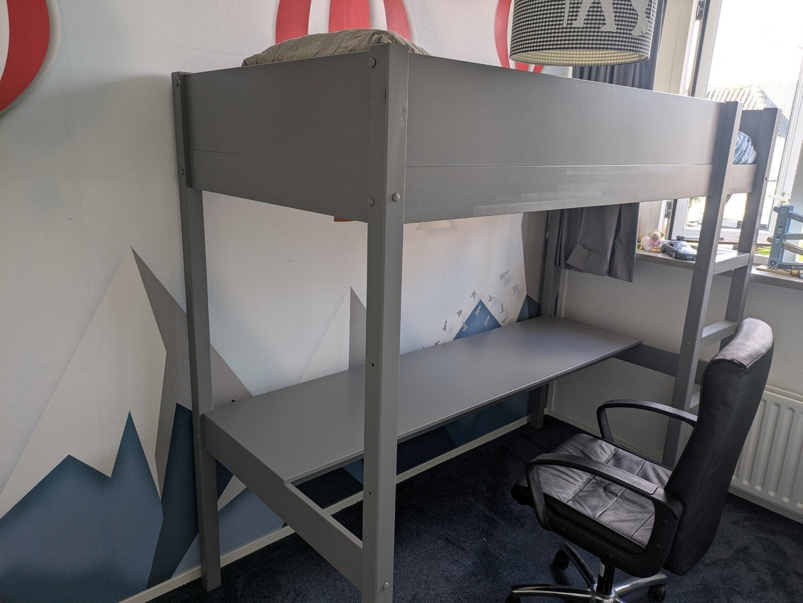 Halfhoogslaper met bureau - 2 jaar oud, Ophalen, Gebruikt, Eenpersoons, 160 tot 180 cm