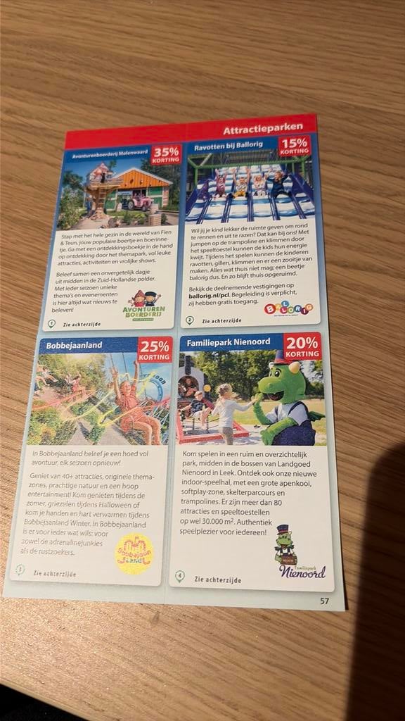 Kortingsvouchers attractieparken, Drie personen of meer, Overige soorten, Pretpark
