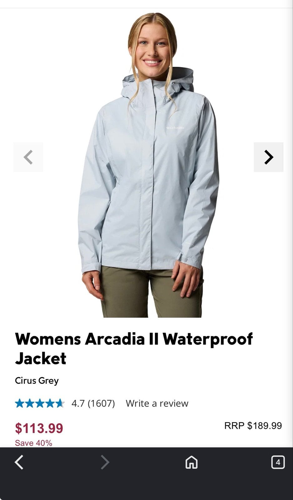 Columbia Arcadia II Waterdichte Jas - Nieuw Maat M, Ophalen of Verzenden, Nieuw, Maat 38/40 (M), Grijs