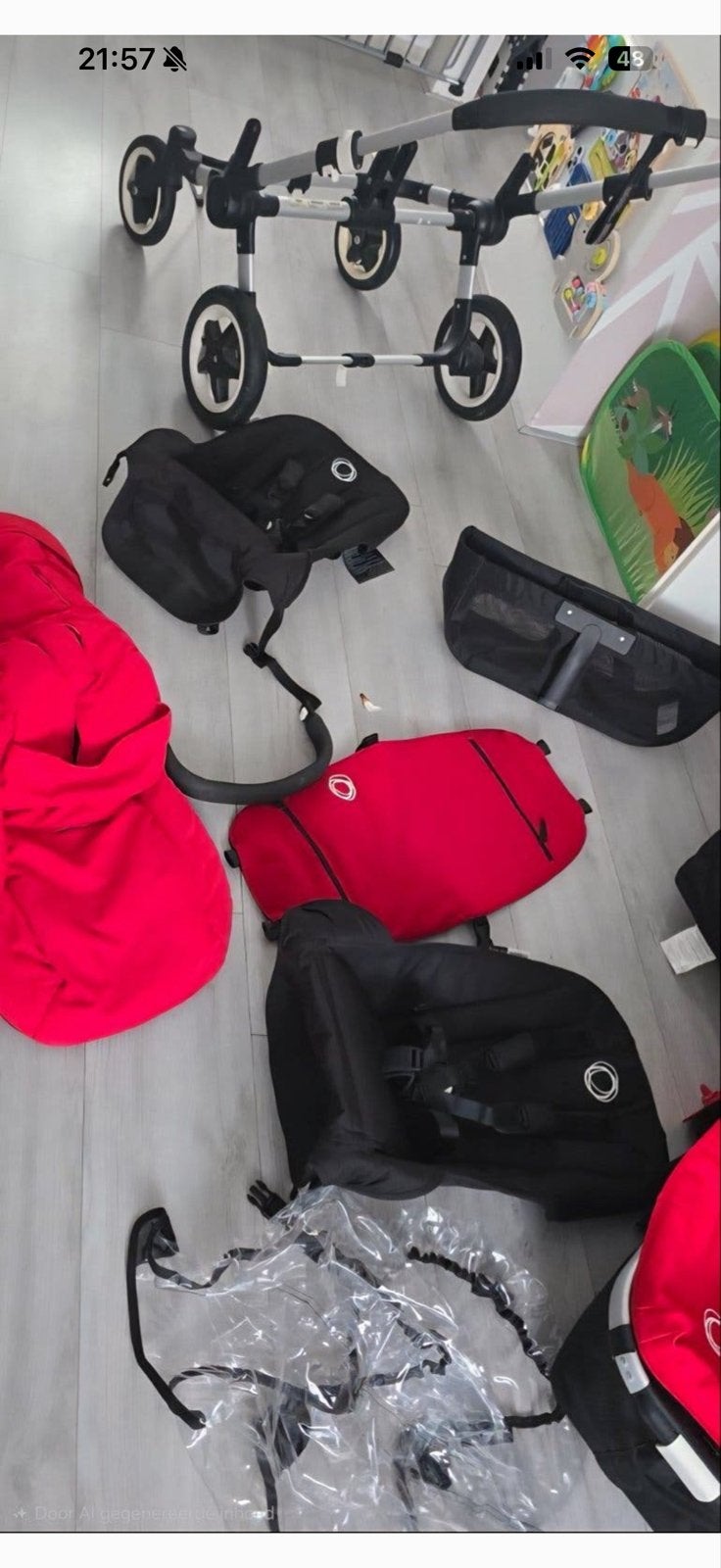 Bugaboo Donkey Duo Kinderwagen - Rood/Zwart, Gebruikt, Ophalen of Verzenden, Combiwagen, Duowagen