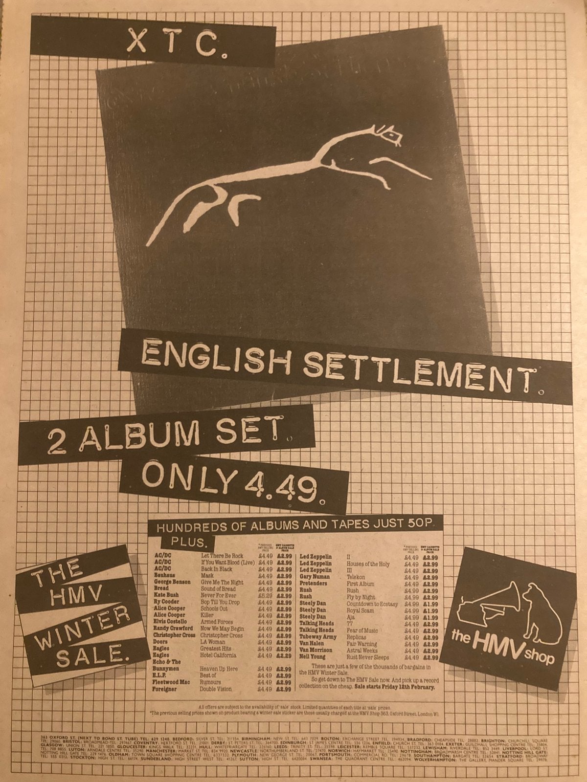 XTC English Settlement A3 advertentie, Ophalen of Verzenden