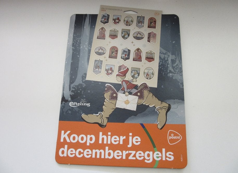 Reclamebord Efteling PostNL Koop hier je decemberzegels, Verzenden, Zo goed als nieuw, Overige typen