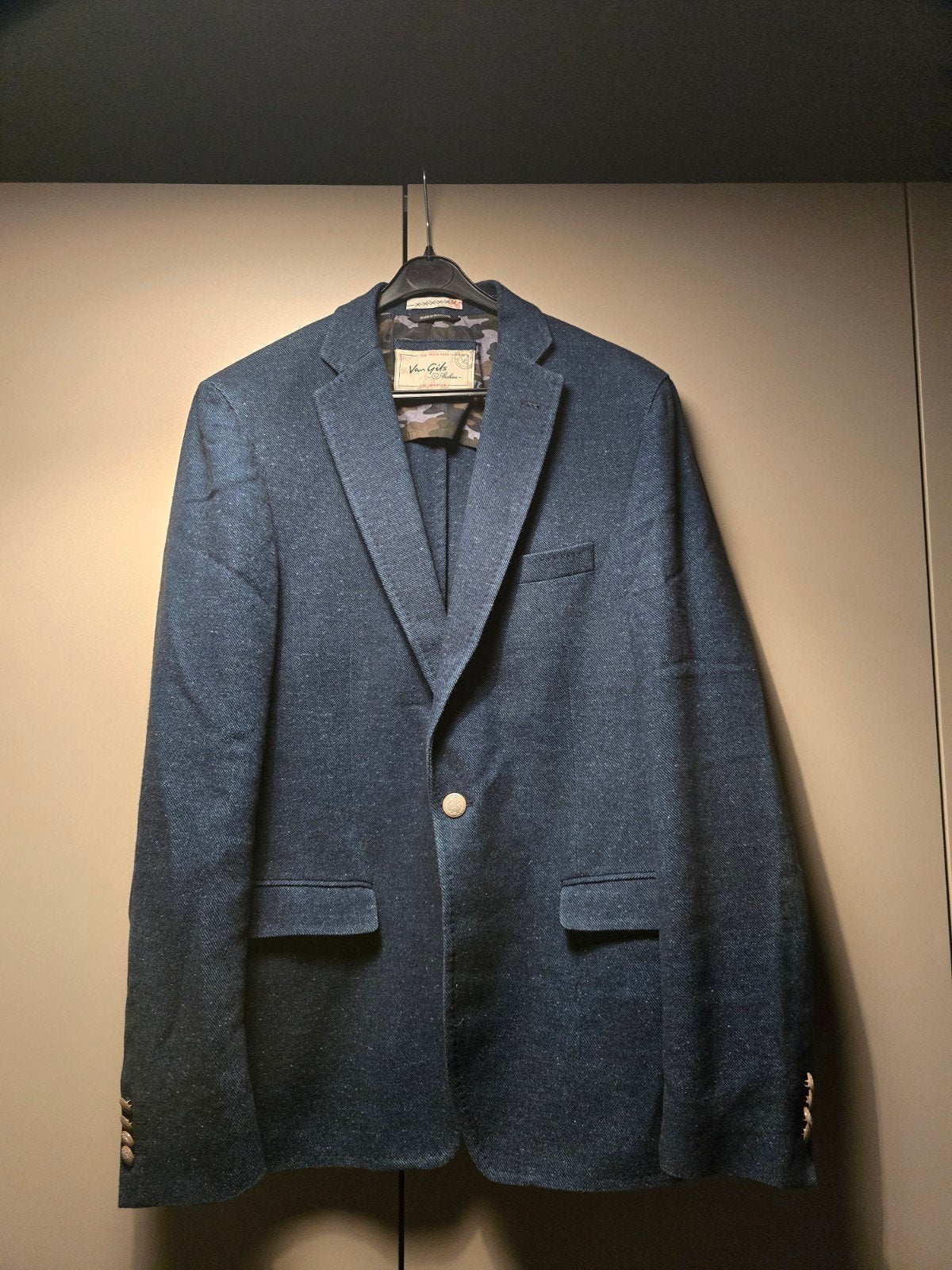 Van Gils Donkerblauw Denim Colbert Maat 52, Kleding | Heren, Maat 52/54 (L), Blauw, Zo goed als nieuw, Van Gils