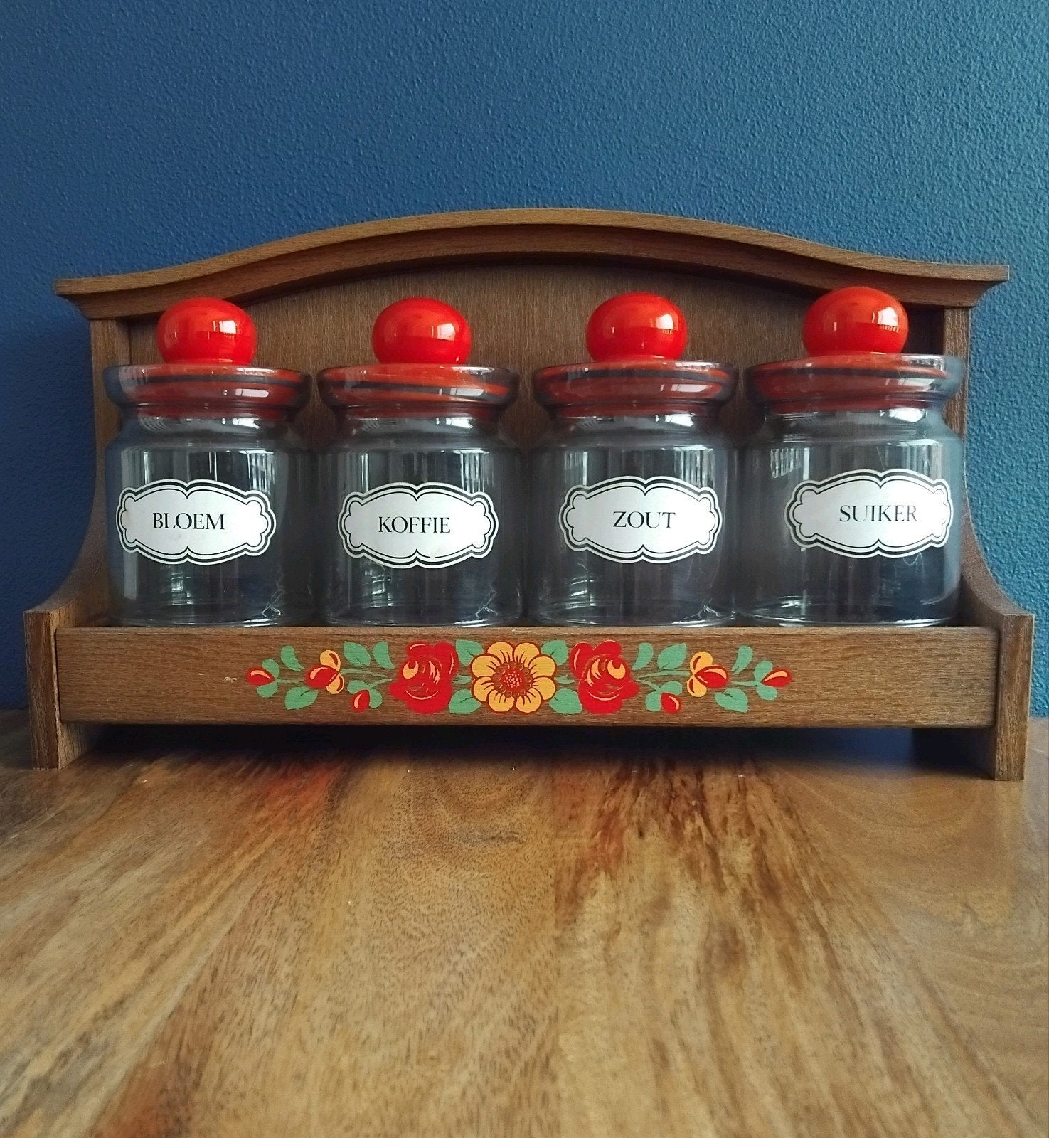 🔴Vintage 🌼EMSA Voorraadset 🔴Wandrek 🌼met Potten 4x, Verzenden
