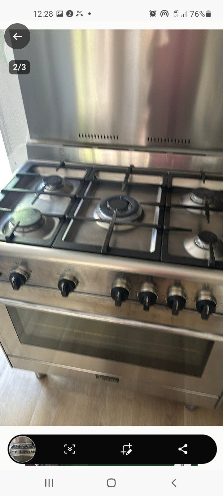 Smeg Fornuis RVS met Gas Kookplaat en Elektrische Oven, Gebruikt, 60 cm of meer, Ophalen of Verzenden, Gas