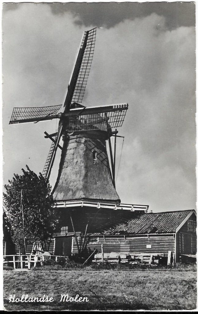 Hollandse Molen, zaagmolen, schuur, Verzenden, 1940 tot 1960, Gelopen, Zuid-Holland