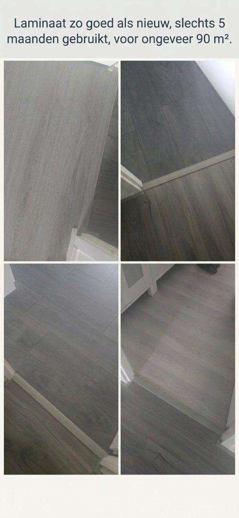 Laminaat 90 m² zo goed als nieuw. Slechts 5 maanden gebruikt, Ophalen, 50 tot 150 cm, Zo goed als nieuw, 10 m² of meer