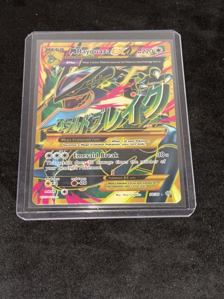 M Rayquaza EX 98/98 Full Art Pokémon Kaart, Ophalen of Verzenden, Zo goed als nieuw
