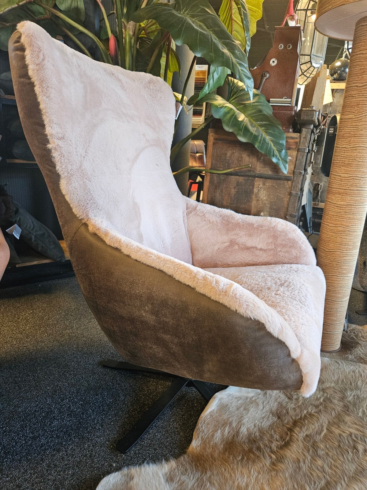 fauteuil BJORN bunny stof met leer, Verzenden, Nieuw, Leer