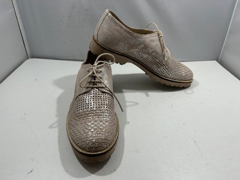 Fioretti, maat 38, mooie zilver beige veter schoenen, Schoenen met lage hakken, Verzenden, Beige, Zo goed als nieuw