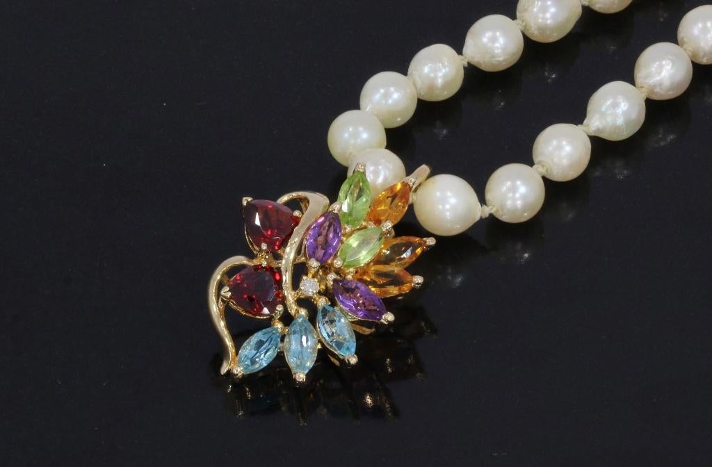 Aquamarijn Amethist Citrien Diamant 14k ketting hanger goud, Sieraden, Tassen en Uiterlijk, Voordeelsieraden, Verzenden, Zo goed als nieuw