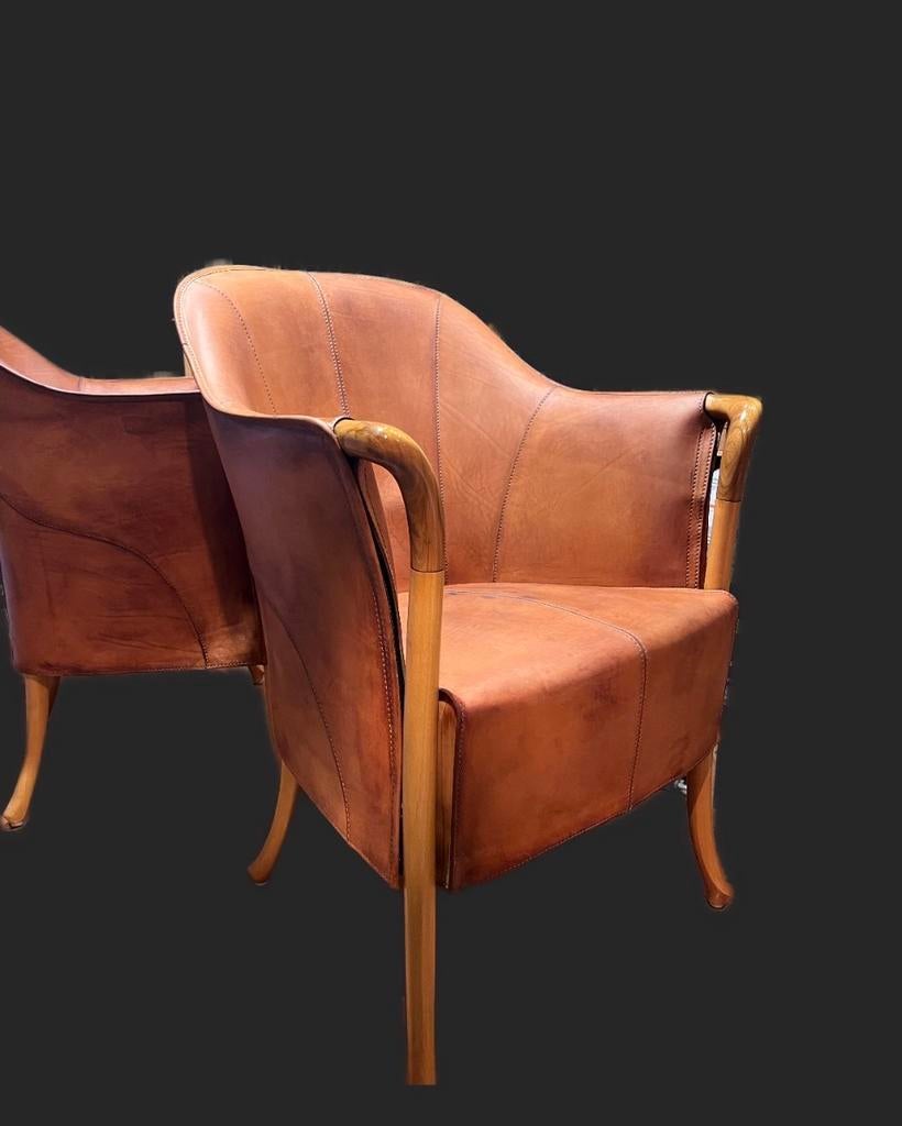 Giorgetti Progetti 64220 Leren Fauteuil, Huis en Inrichting, Gebruikt, Minder dan 75 cm, Leer, Ophalen of Verzenden