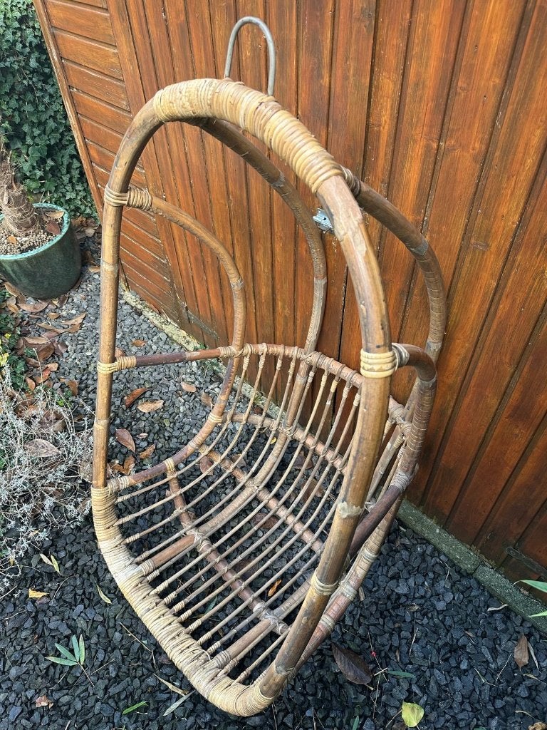 Houten hangstoel (zonder standaard), Huis en Inrichting, Stoelen, Ophalen, Gebruikt, Bruin, Eén