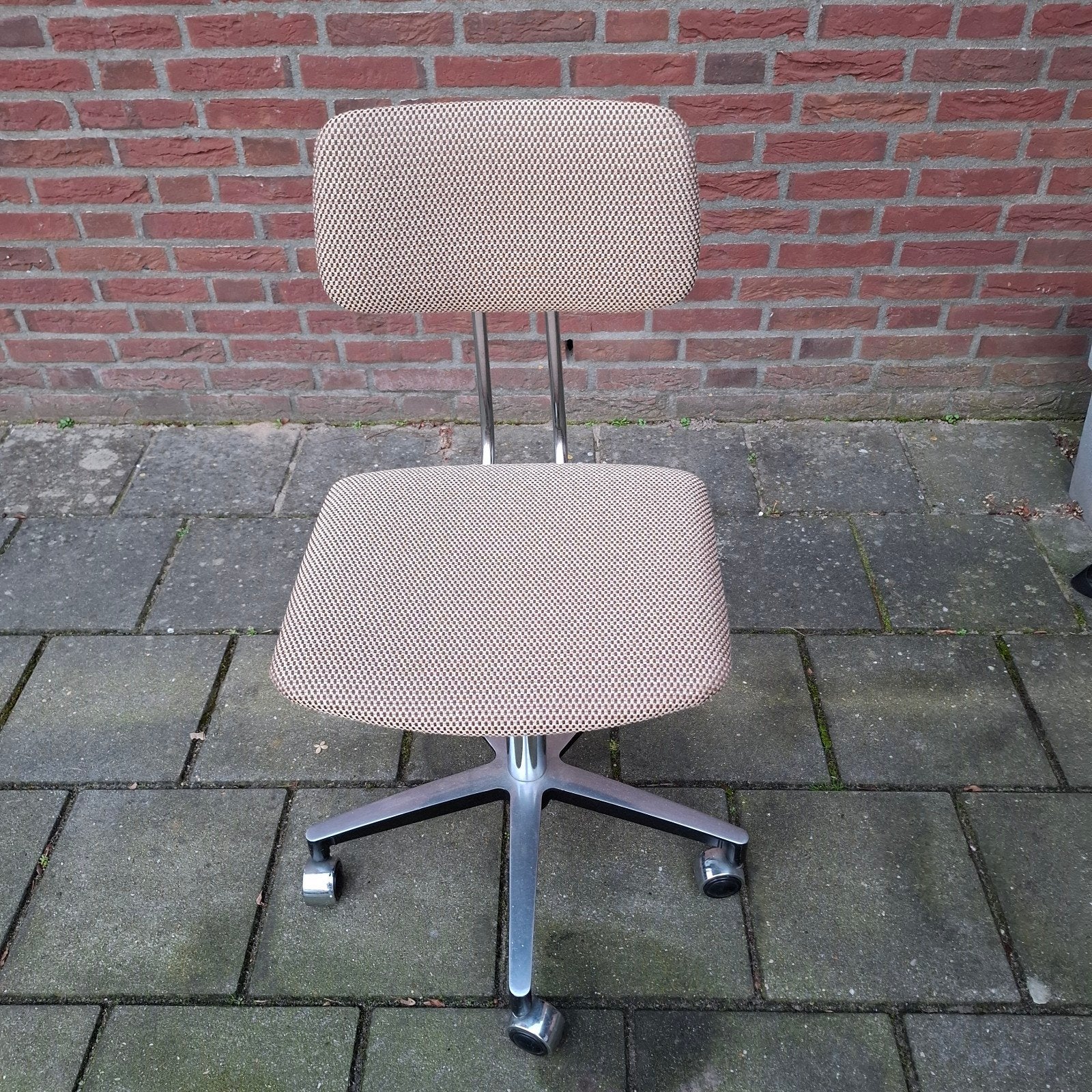 Retro bureaustoel burostoel vintage chroom, Ophalen, Gebruikt, Beige, Bureaustoel