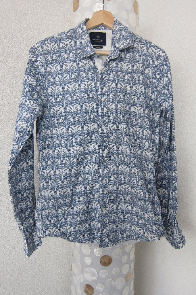 Scotch soda ananas overhemd blauw stretch s, Blauw, Halswijdte 38 (S) of kleiner, Zo goed als nieuw, Schipluidenlaan 20 5035KJ Tilburg