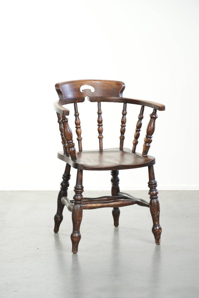 Houten antiek Engelse captain chair uit eind 19e eeuw, Ophalen