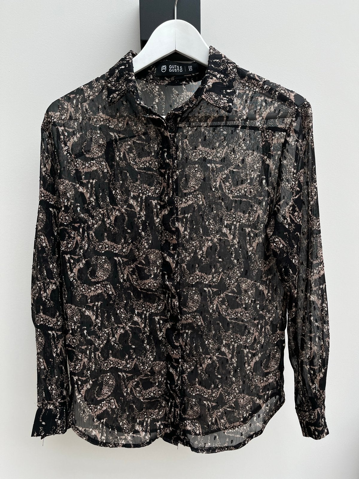 Guts & Gusto blouse met dierenprint - Maat XS, Ophalen of Verzenden, Zo goed als nieuw, Maat 34 (XS) of kleiner, Zwart