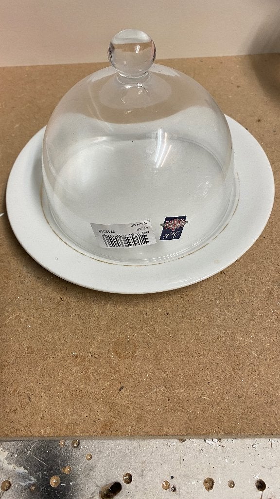 Glazen stolp met schaal - Kaasstolp / Botervloot, Met deksel, 15 cm, Nieuw, Ophalen of Verzenden