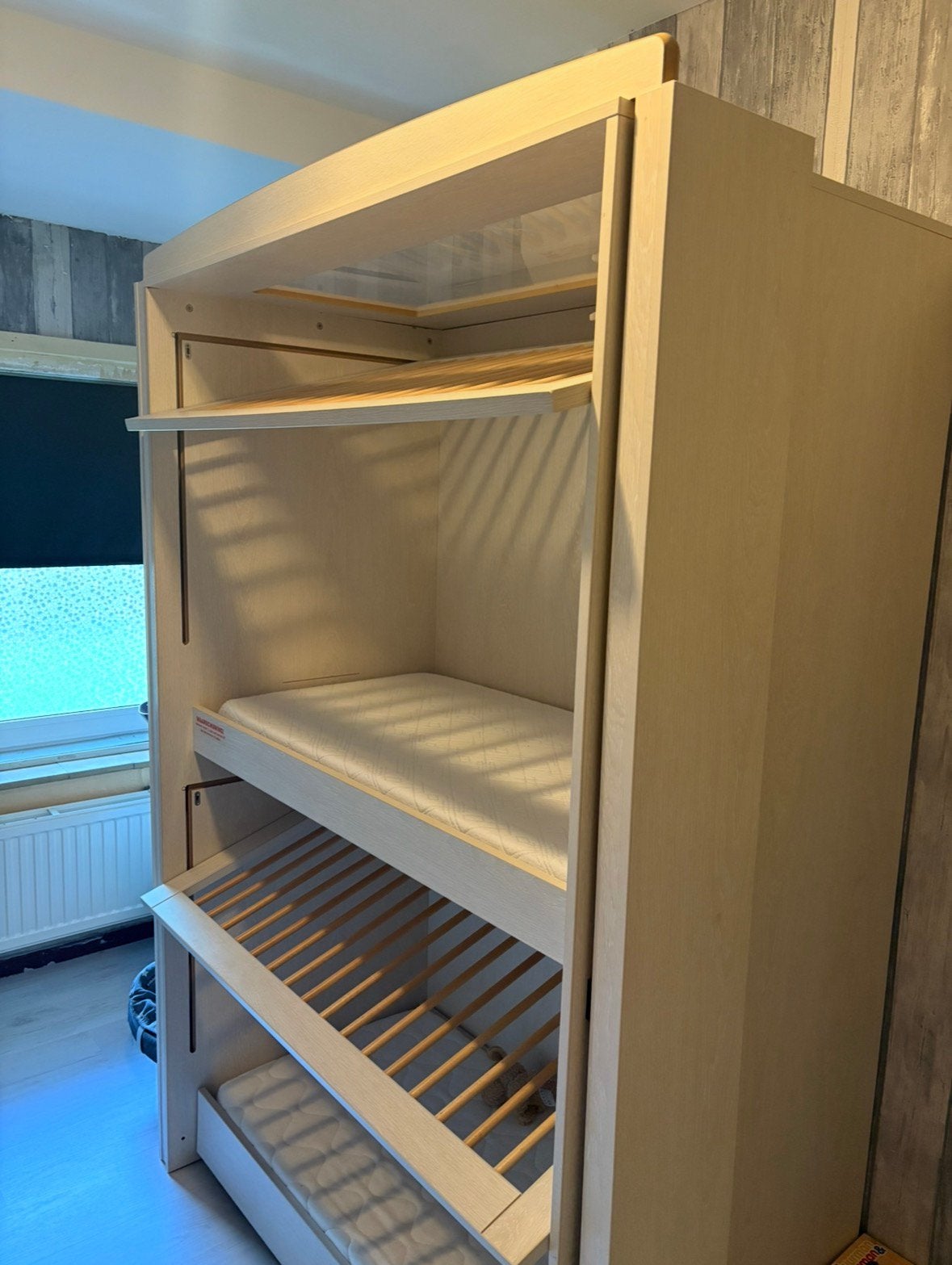 Duoledikant met kantelhek en draaislot, Ophalen, Zo goed als nieuw, Ledikant