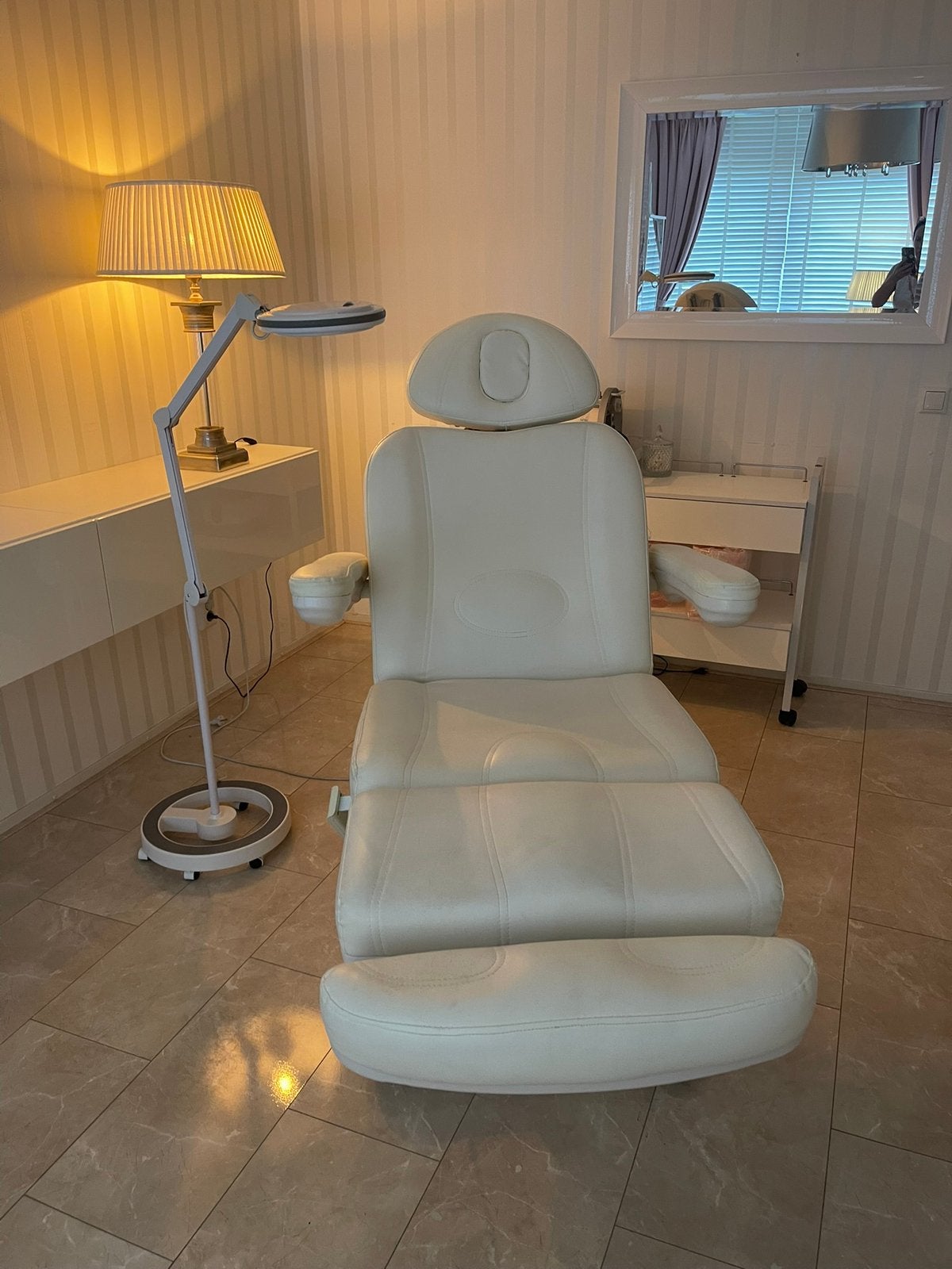 Witte schoonheidssalon stoel met stoel verwarming, Huidbehandeling