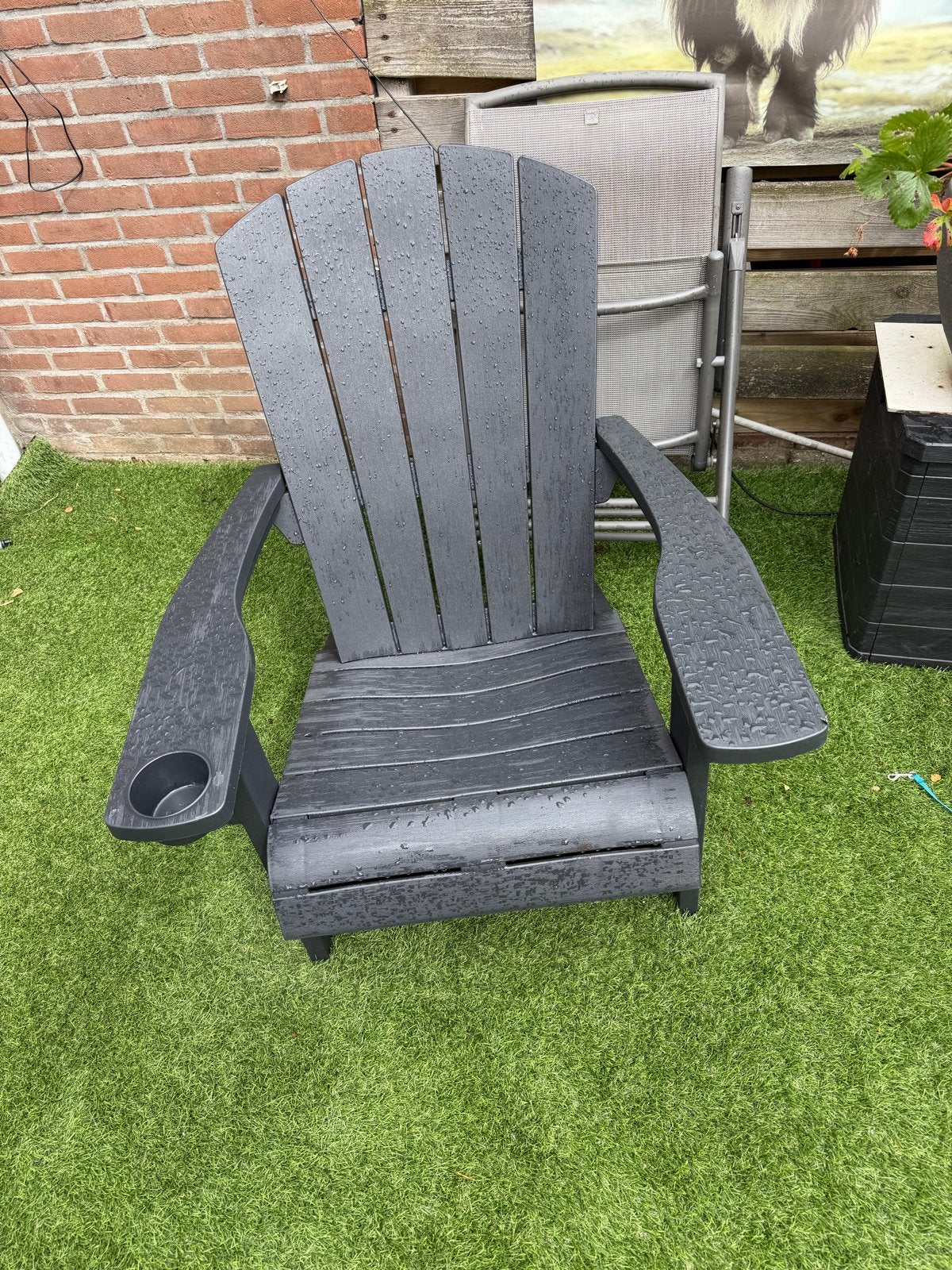 Adirondack tuinstoel - Donkergrijs kunststof, Ophalen, Gebruikt, Kunststof