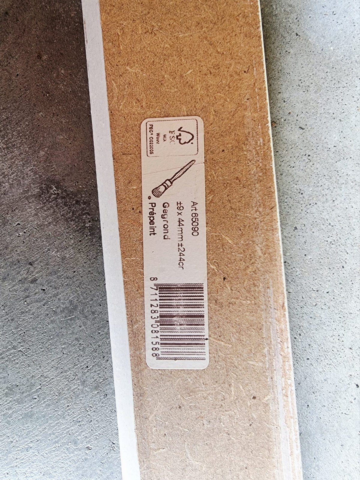 Cando Plint Wit Gegrond 240 cm, Ophalen
