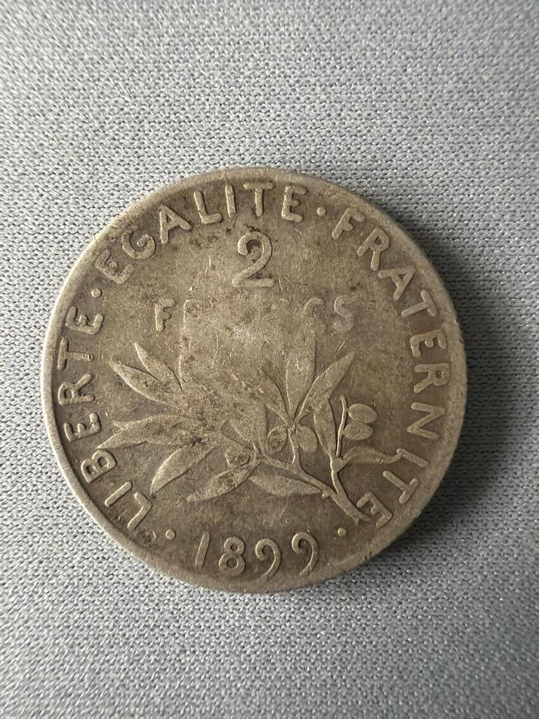 Frankrijk 2 Francs 1899 - Vervaagde Munt, Ophalen of Verzenden, Frankrijk, Losse munt, Zilver