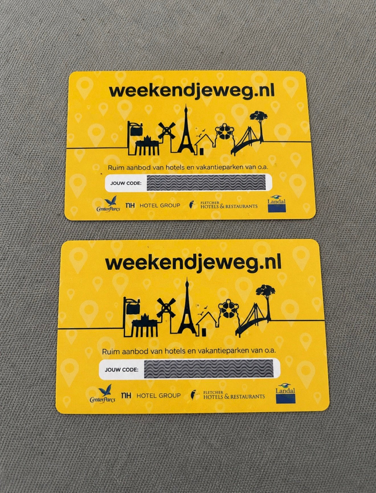 2 cadeaukaarten, Eén persoon, Cadeaubon