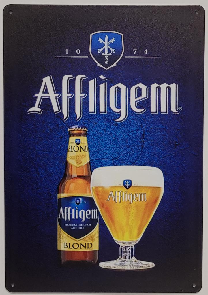 Affligem blond bier reclamebord van metaal wandbord deco