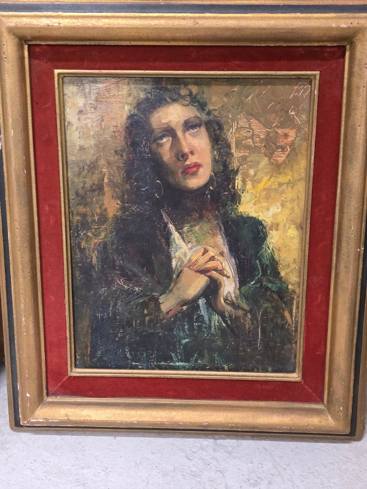 Vinage schilderij spaans, Antiek en Kunst, Kunst | Schilderijen | Klassiek, Doek, Portret of Personen, Impressionistisch, Ophalen of Verzenden