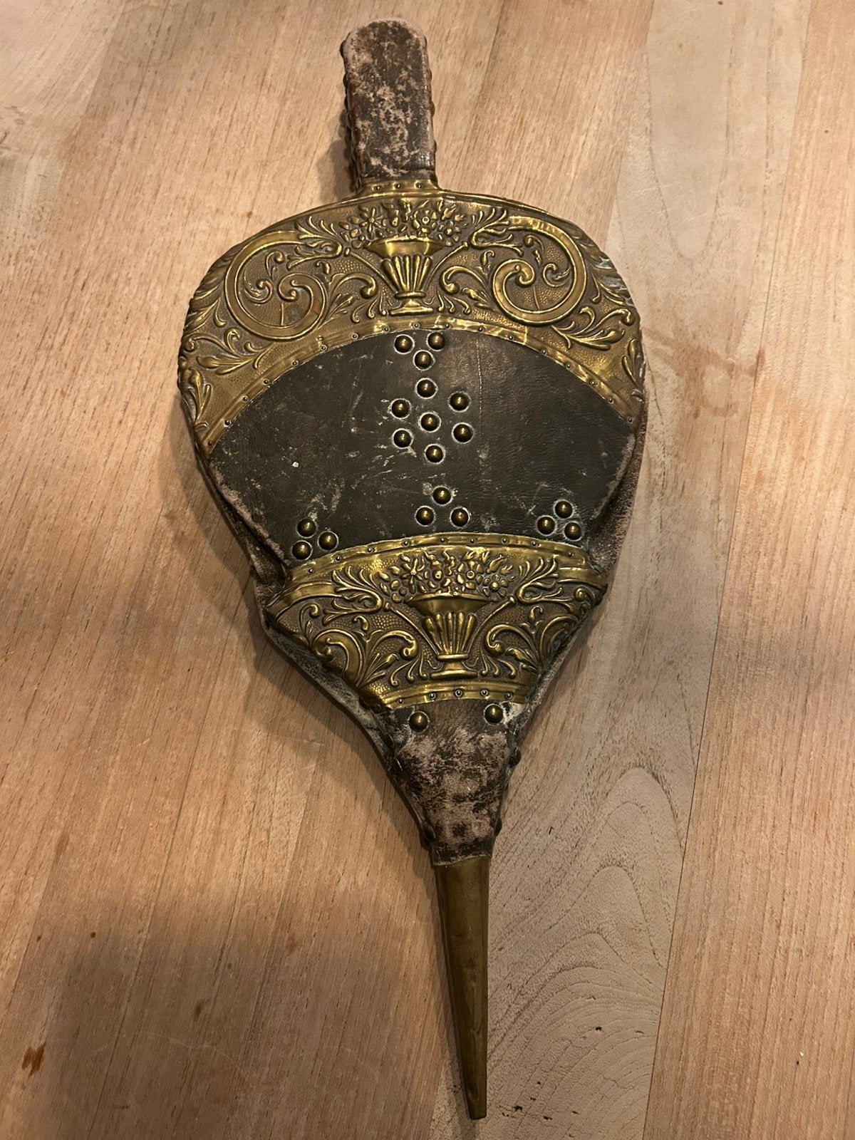 Antieke haardblaasbalg – 1880–1920 – Messingbeslag – 59 cm, Antiek en Kunst, Ophalen of Verzenden