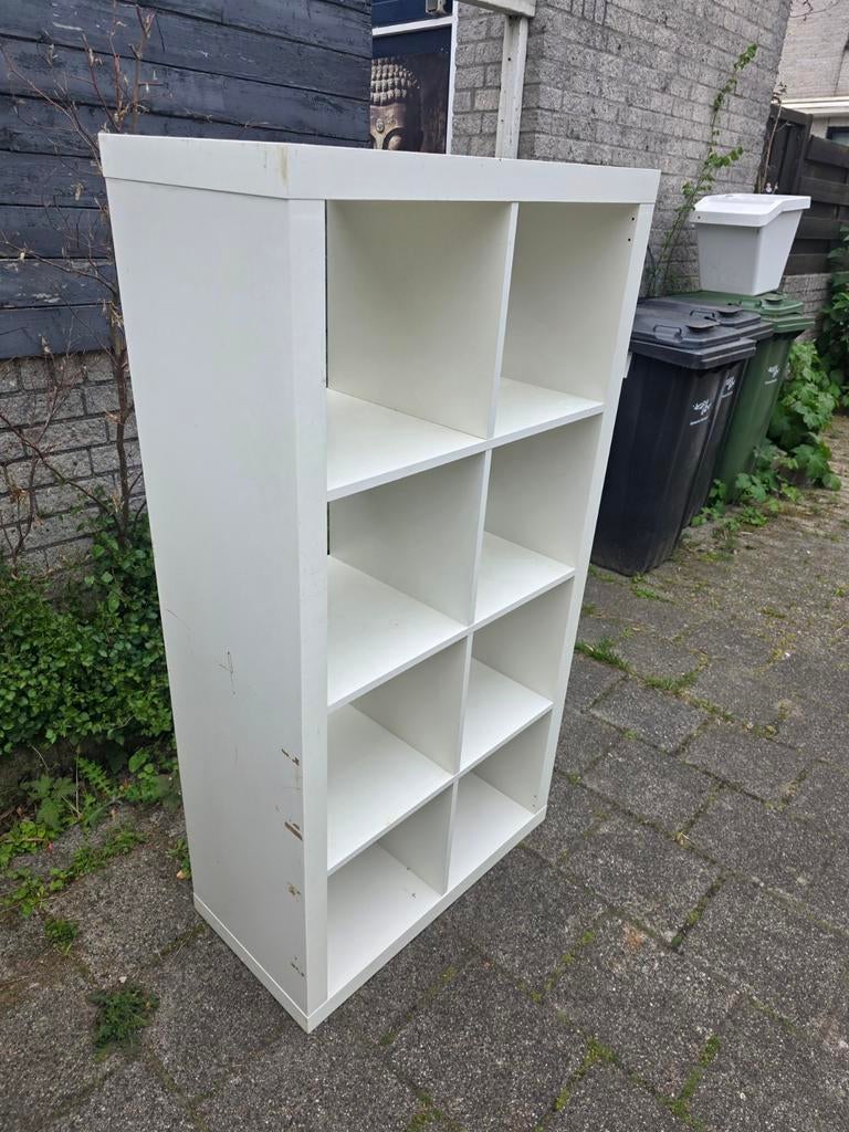 Witte Ikea Kallax kast met 8 vakken - Gebruikt, Huis en Inrichting, Kasten | Boekenkasten, Ophalen, Met plank(en), Gebruikt, 100 tot 150 cm