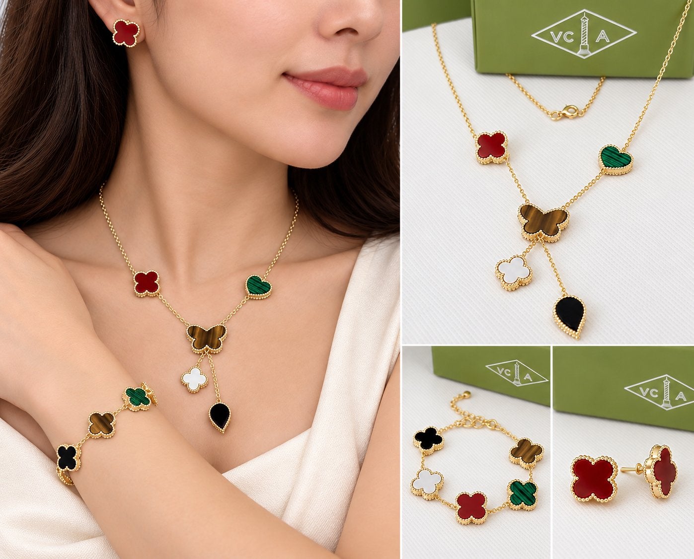 VCA Inspired Set – Echt 18K Goud / Au750, Verstelbaar, Nieuw, Ophalen of Verzenden, Goud