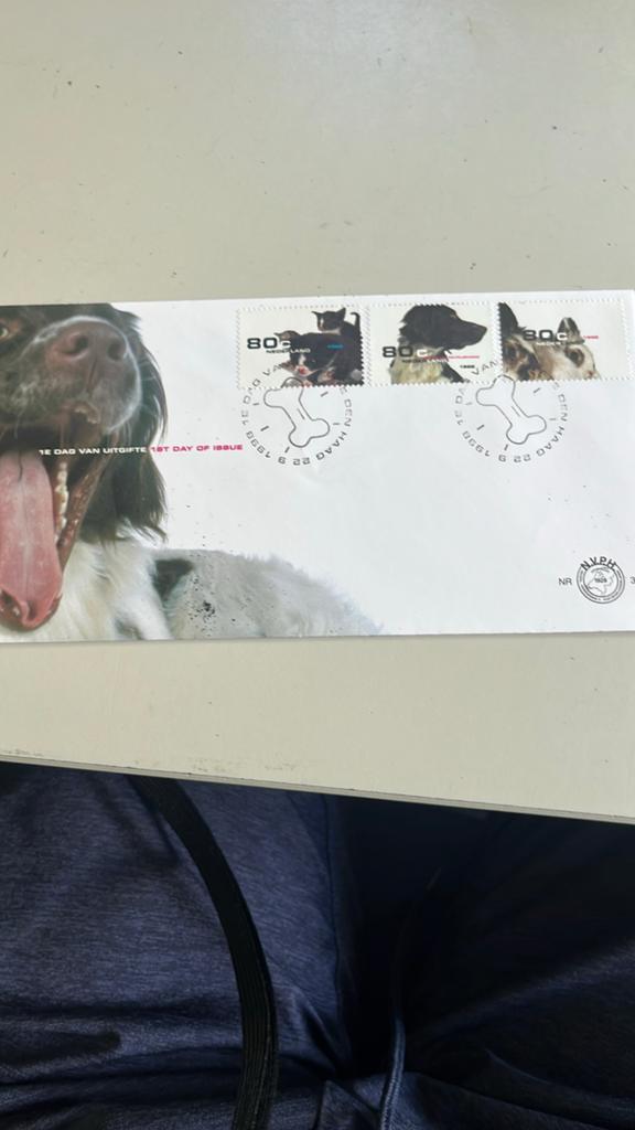 Eerste Dag Envelop Hondenpostzegels - Teckel, Herder, Husky, Ophalen of Verzenden, Onbeschreven, Nederland