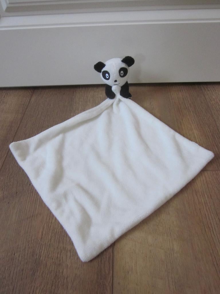 Merk?? wit zacht pluche knuffeldoekje met Panda beer -rinkel, Overige merken, Met geluid, Overige karakters, Beer