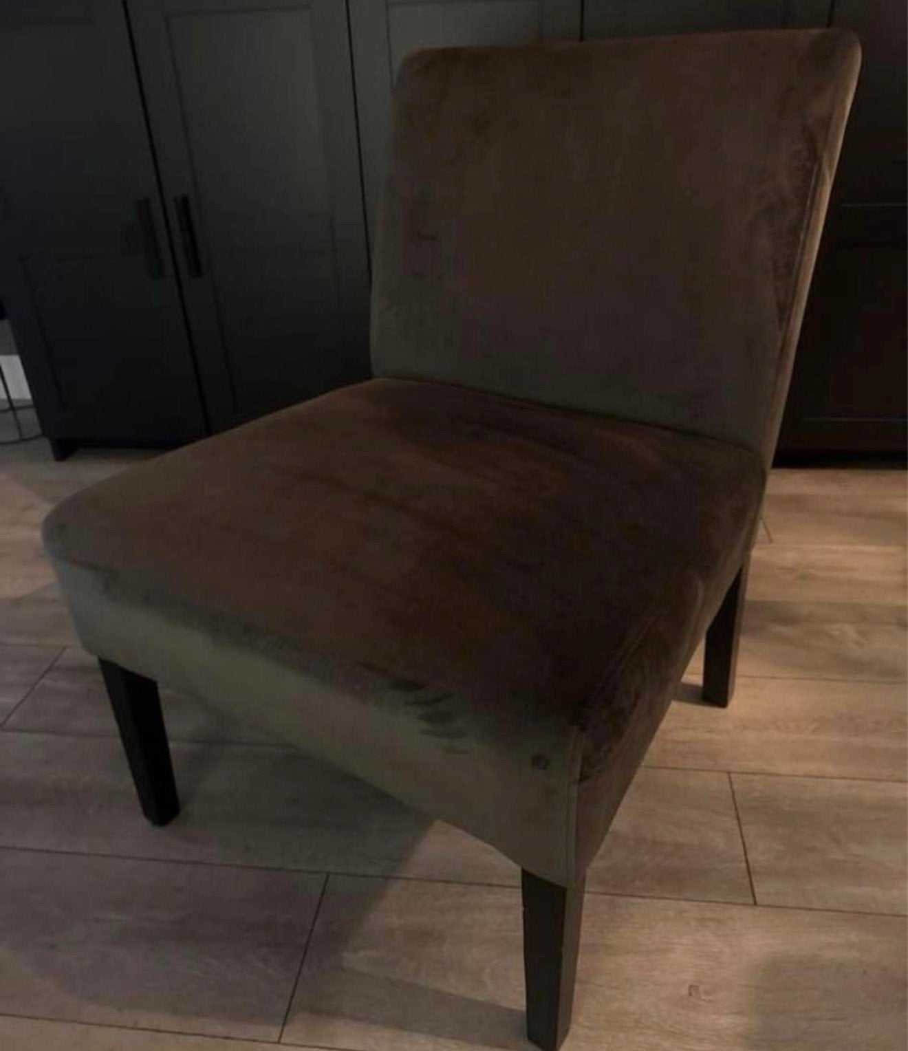 Comfortabel fauteuil - Bruin/grijze stof, Huis en Inrichting, Stoelen, Ophalen, Gebruikt, Bruin, Eén