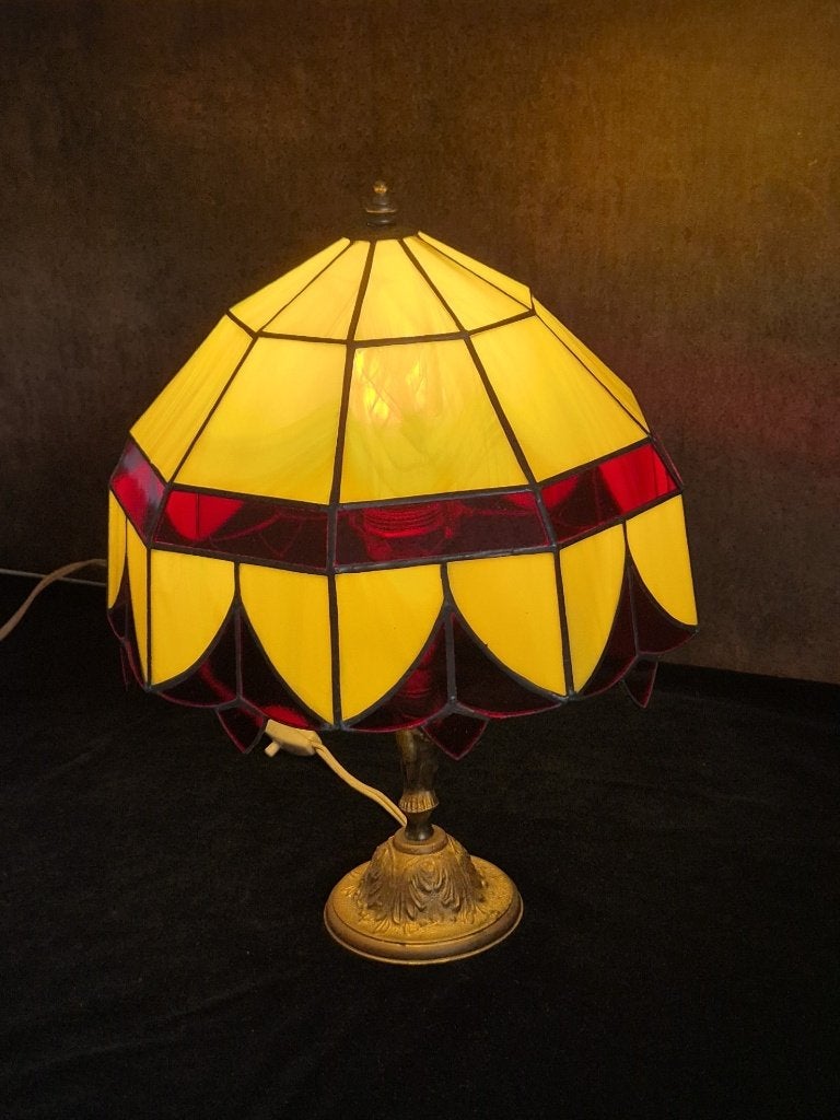 Vintage - Tafellamp - Kastlamp - Glas in Lood - Tiffany, Huis en Inrichting, Ophalen, Gebruikt, Vintage, Met kap