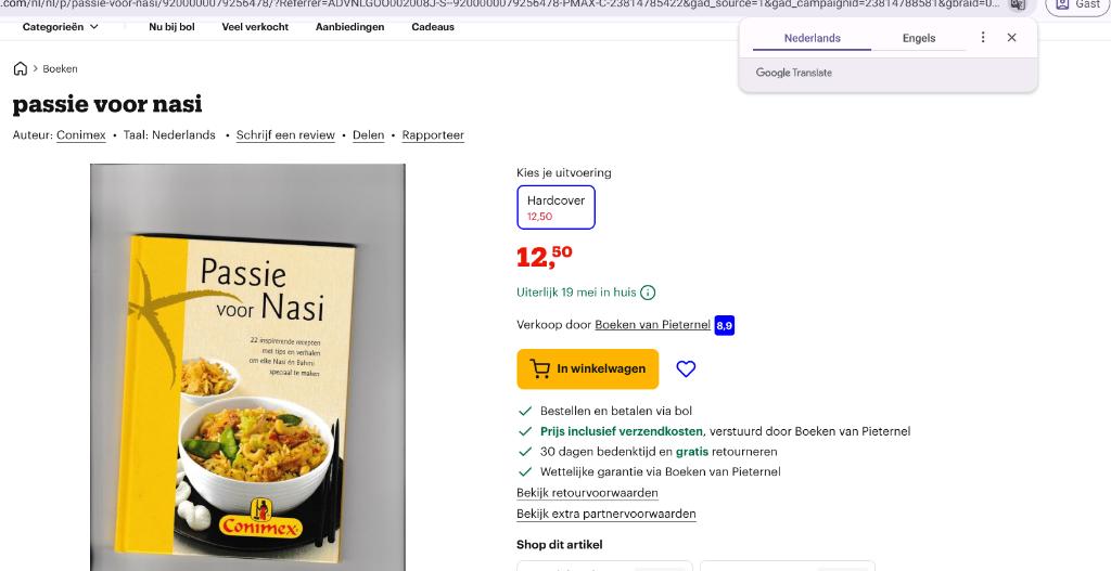 kook boek passie voor nasi, Ophalen, Zo goed als nieuw, Azië en Oosters