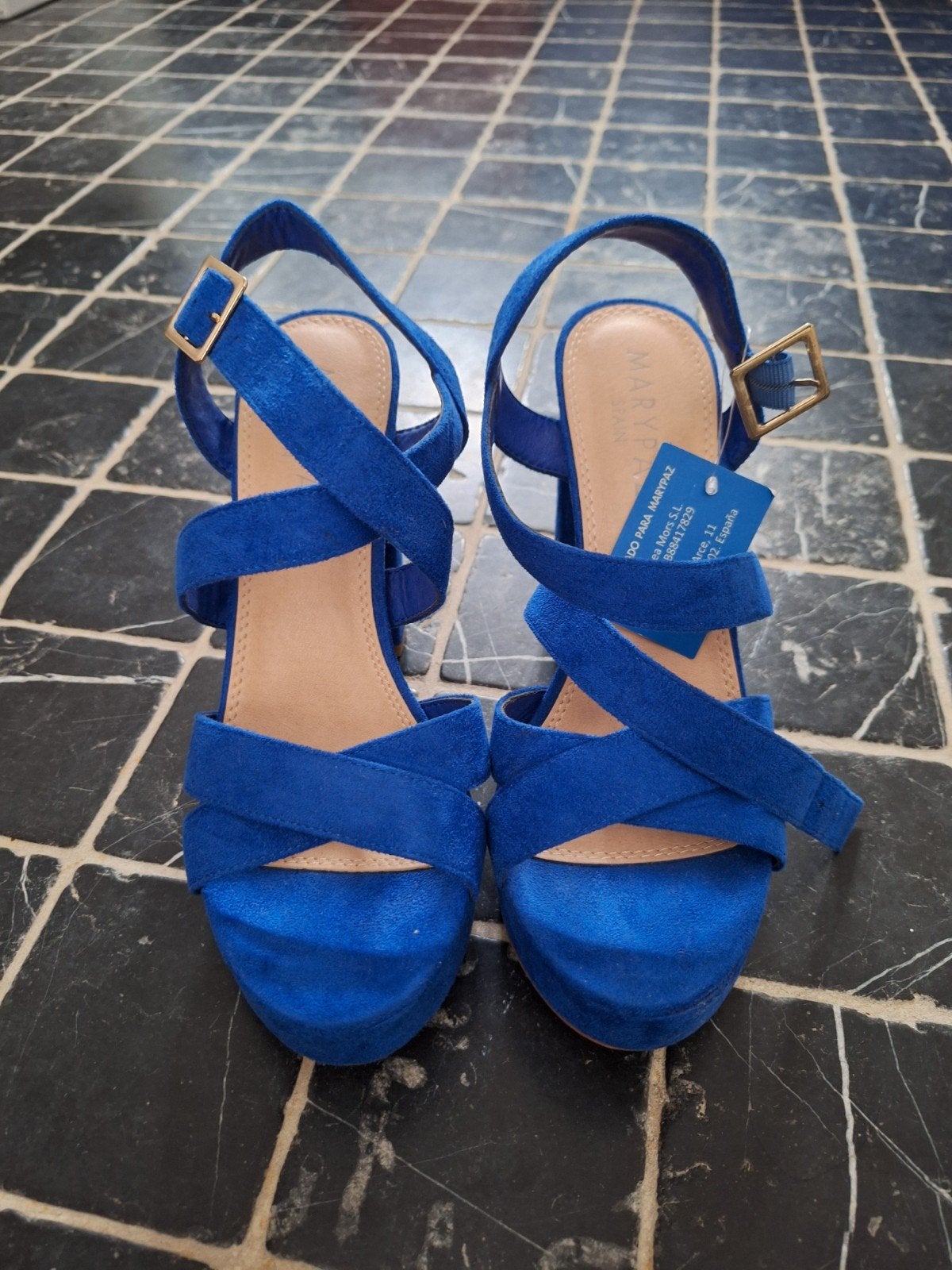 Marypaz blauwe sandalen met blokhak, maat 39, Ophalen of Verzenden