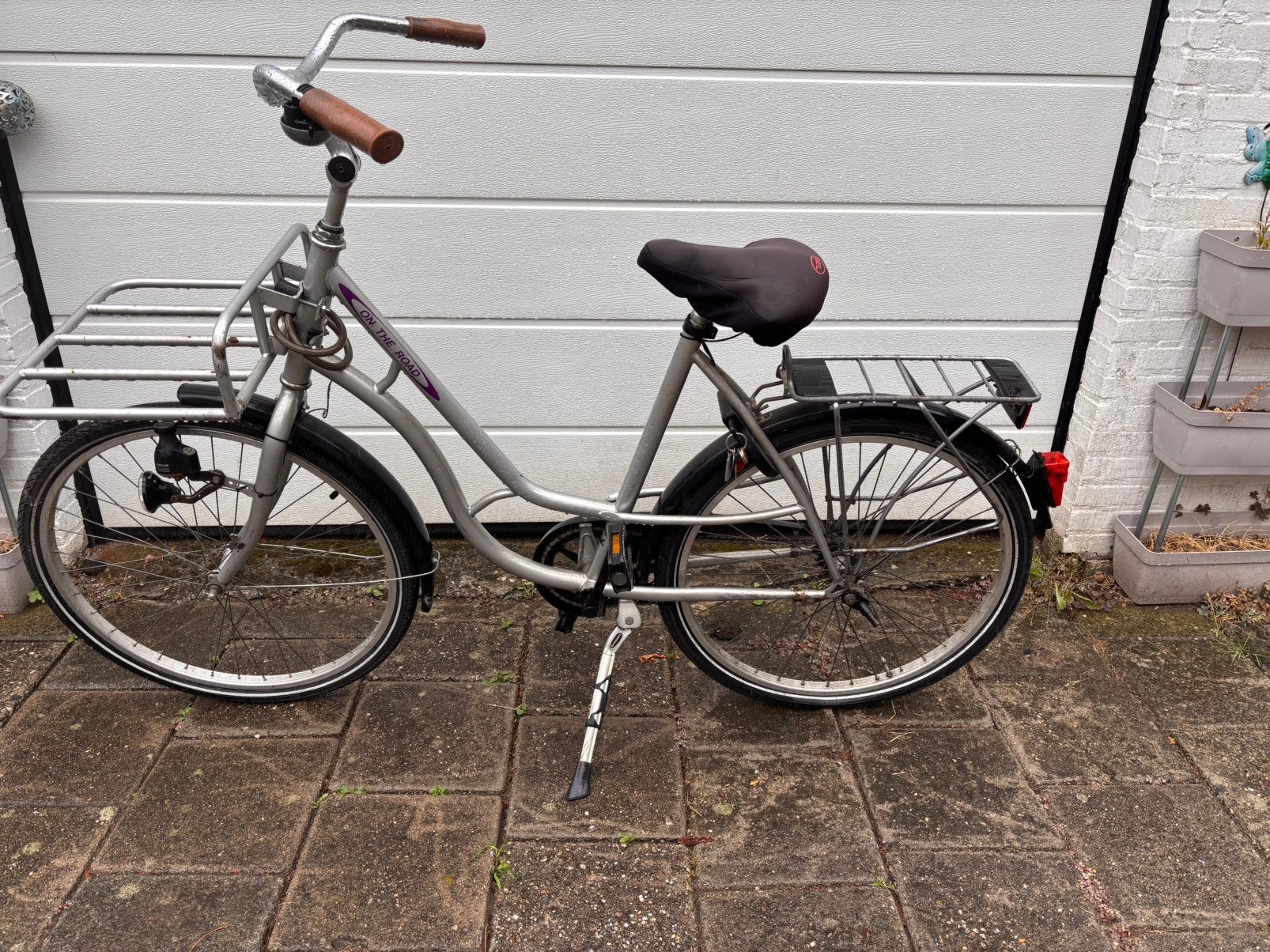 Grijze damesfiets, Fietsen en Brommers, Fietsen | Dames | Moederfietsen, Terugtraprem, Gebruikt, 47 tot 50 cm, Versnellingen